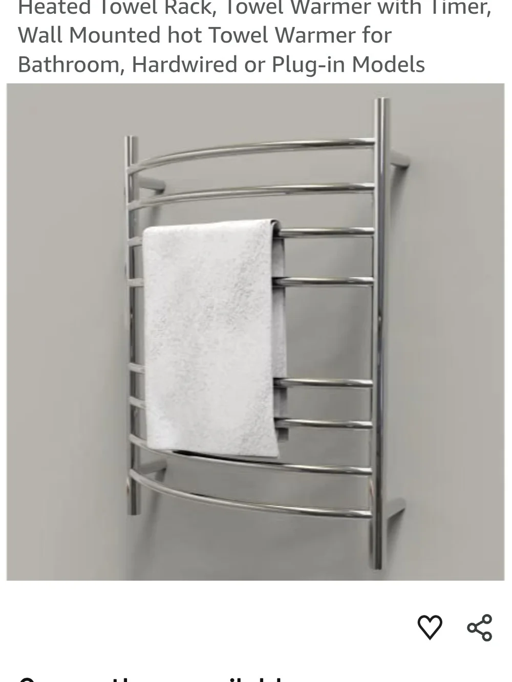 Polished Silver Wall-Mount Heated Towel Rack - Sleek Bathroom Warmer